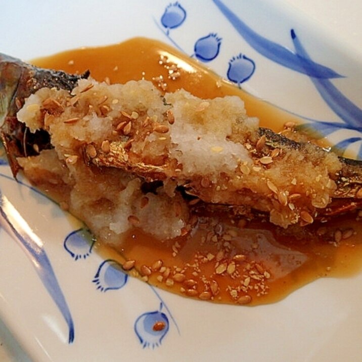 ゆずぽん酢で　大根おろしと亜麻仁の焼き塩イワシ